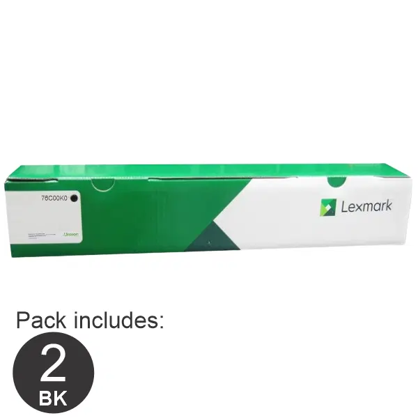 2 x Lexmark 76C00K0 Black Toner Cartridge 76C00K0