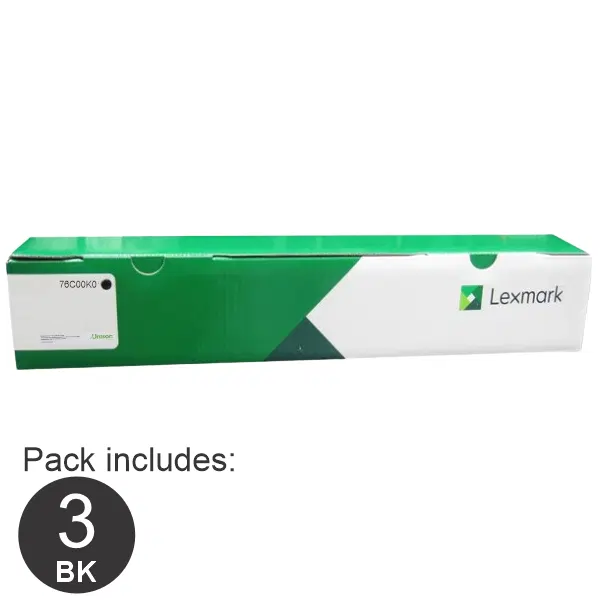 3 x Lexmark 76C00K0 Black Toner Cartridge 76C00K0