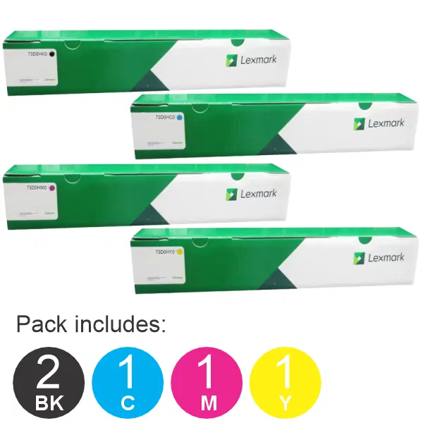 5 Pack Lexmark 76C0HK0,76C0HC0,76C0HM0,76C0HY0 (2BK,1C,1M,1Y) Toner Cartridges