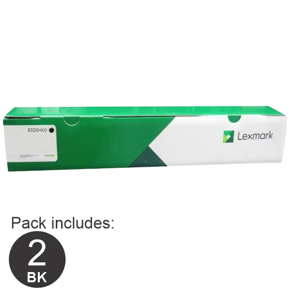 2 x Lexmark 83D0HK0 Black Toner Cartridge 83D0HK0