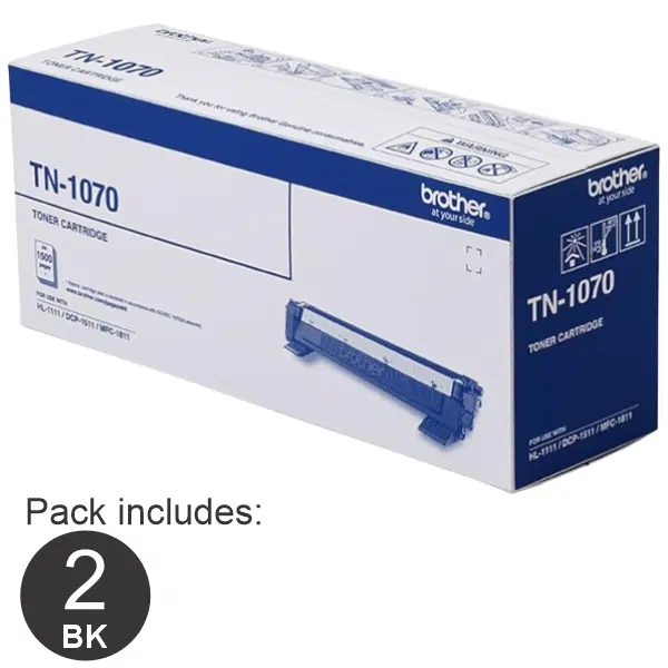 2 x Brother TN1070 Black Toner Cartridge TN-1070