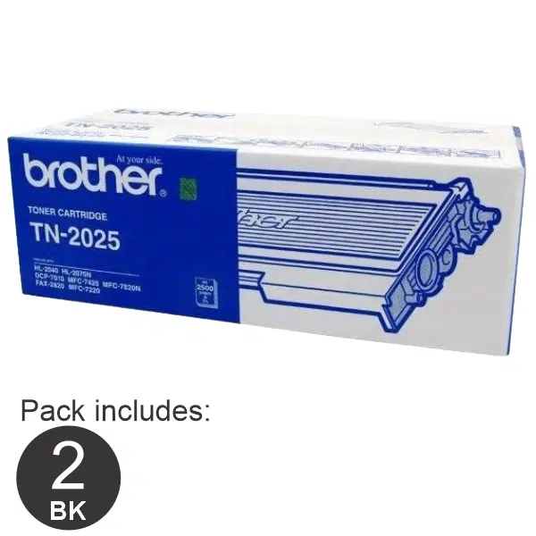 2 x Brother TN2025 Black Toner Cartridge TN-2025