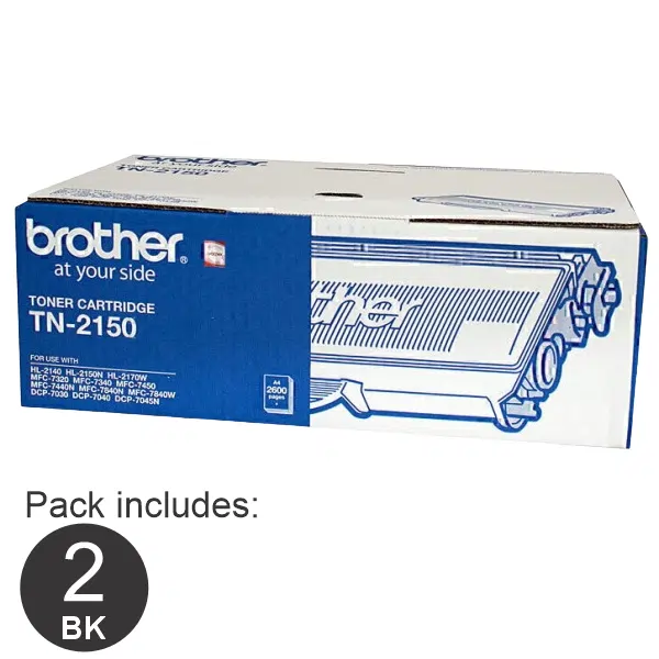 2 x Brother TN2150 Black Toner Cartridge TN-2150