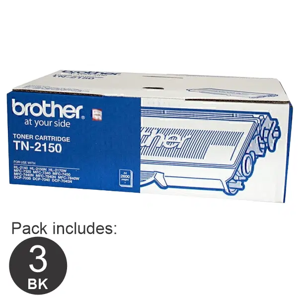 3 x Brother TN2150 Black Toner Cartridge TN-2150