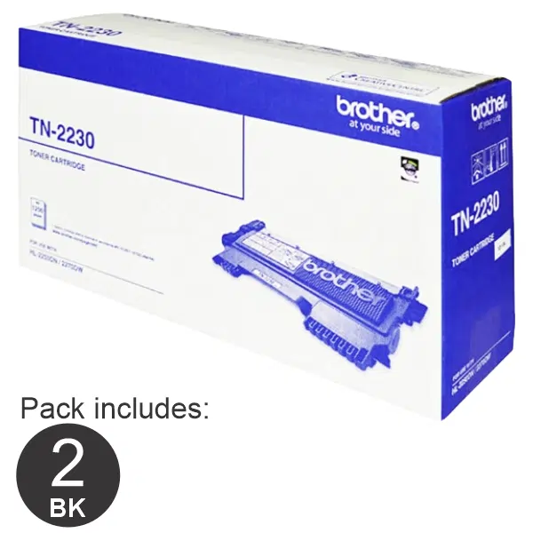 2 x Brother TN2230 Black Toner Cartridge TN-2230