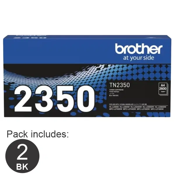 2 x Brother TN2350 Black Toner Cartridge TN-2350