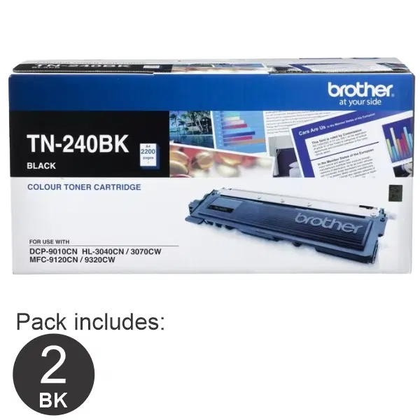 2 x Brother TN240 Black Toner Cartridge TN-240BK