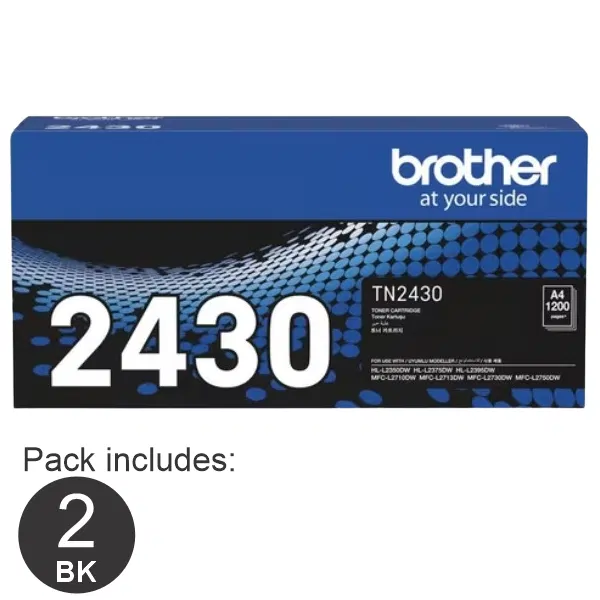 2 x Brother TN2430 Black Toner Cartridge TN-2430