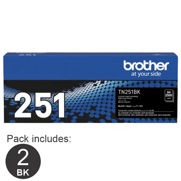 2 x Brother TN251 Black Toner Cartridge TN-251BK