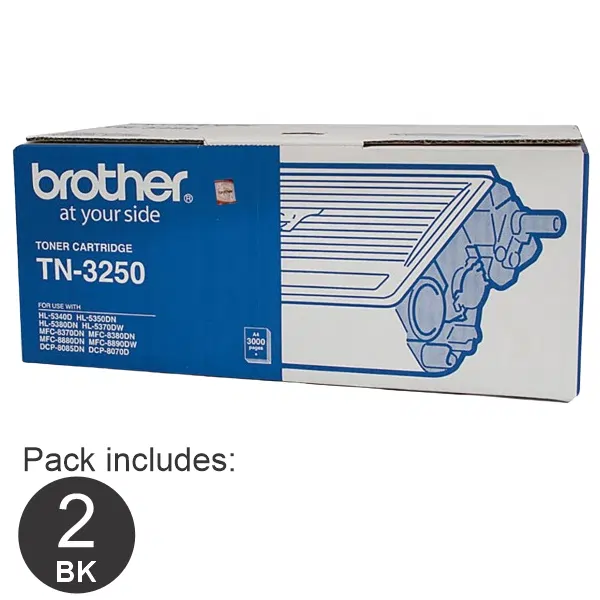 2 x Brother TN3250 Black Toner Cartridge TN-3250