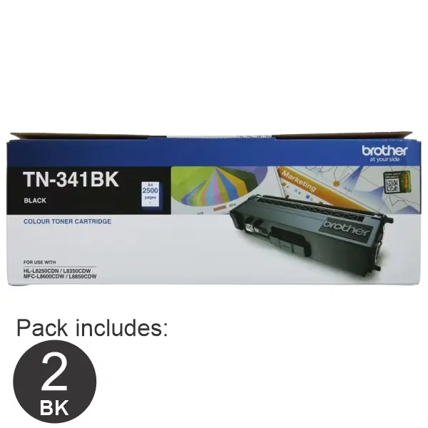 2 x Brother TN341 Black Toner Cartridge TN-341BK