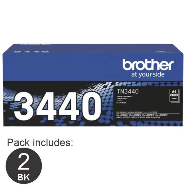 2 x Brother TN3440 Black Toner Cartridge TN-3440