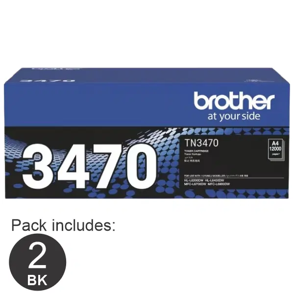 2 x Brother TN3470 Black Toner Cartridge TN-3470