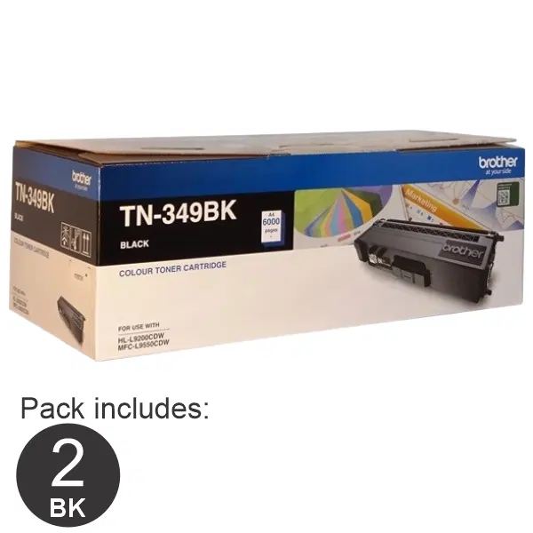 2 x Brother TN349 Black Toner Cartridge TN-349BK