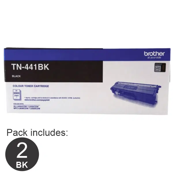 2 x Brother TN441 Black Toner Cartridge TN-441BK