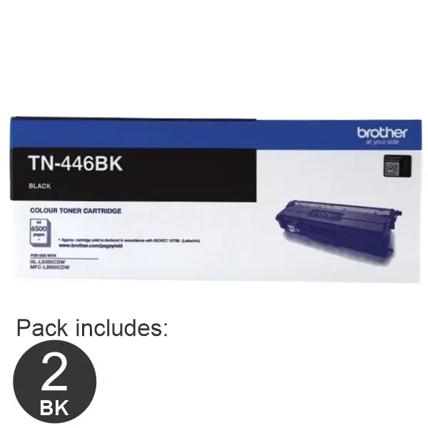 2 x Brother TN446 Black Toner Cartridge TN-446BK