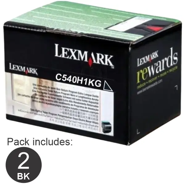 2 x Lexmark C540H1KG Black Toner Cartridge C540H1KG