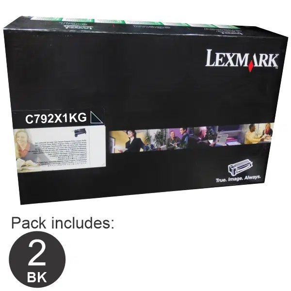 2 x Lexmark C792X1KG High Yield Black Toner Cartridge C792X1KG