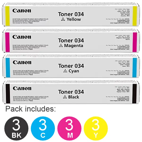 12 Pack Brother CART034 (3BK,3C,3M,3Y) Toner Cartridge