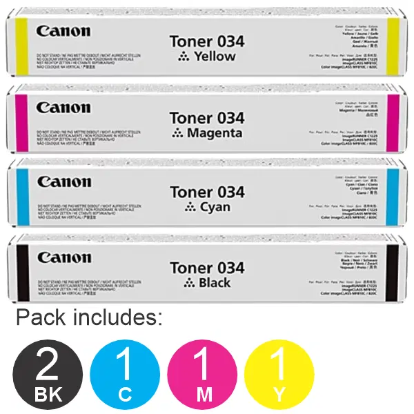 5 Pack Brother CART034 (2BK,1C,1M,1Y) Toner Cartridge