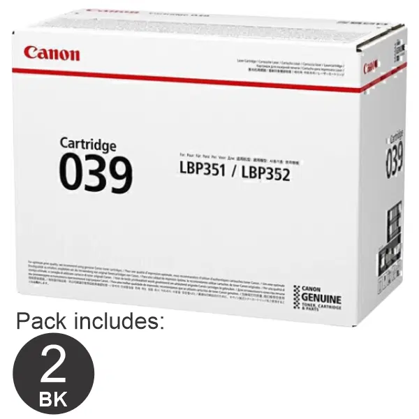 2 x Canon CART039 Black Toner Cartridge