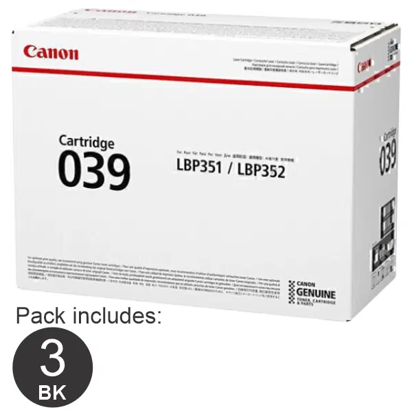 3 x Canon CART039 Black Toner Cartridge