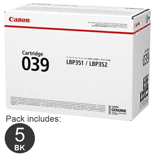 5 x Canon CART039 Black Toner Cartridge