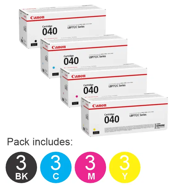 12 Pack Brother CART040 (3BK,3C,3M,3Y) Toner Cartridge