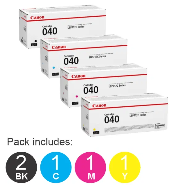 5 Pack Brother CART040 (2BK,1C,1M,1Y) Toner Cartridge