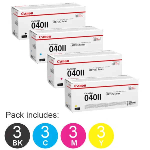 12 Pack Brother CART040 (3BK,3C,3M,3Y) High Yield Toner Cartridge