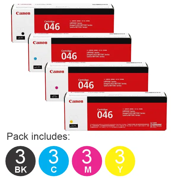 12 Pack Brother CART046 (3BK,3C,3M,3Y) Toner Cartridge