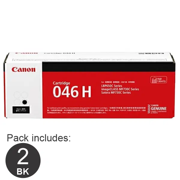 2 x Canon CART046 Black High Yield Toner Cartridge CART046BKH