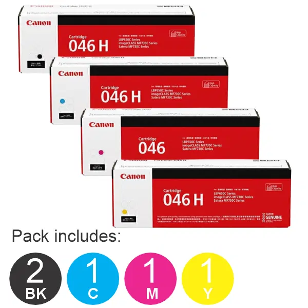 5 Pack Brother CART046 (2BK,1C,1M,1Y) High Yield Toner Cartridge