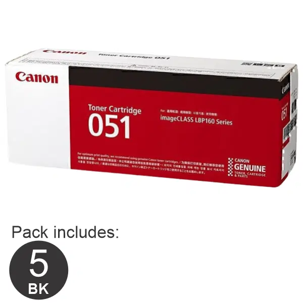 5 x Canon CART051 Black Toner Cartridge