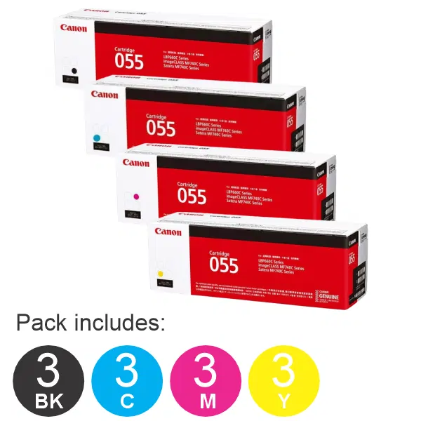 12 Pack Brother CART055 (3BK,3C,3M,3Y) Toner Cartridge