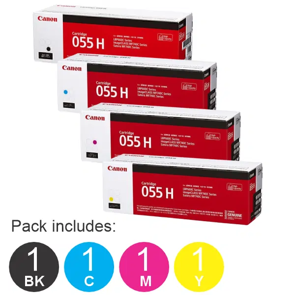 4 Pack Brother CART055 (1BK,1C,1M,1Y) High Yield Toner Cartridge