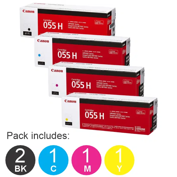 5 Pack Brother CART055 (2BK,1C,1M,1Y) High Yield Toner Cartridge