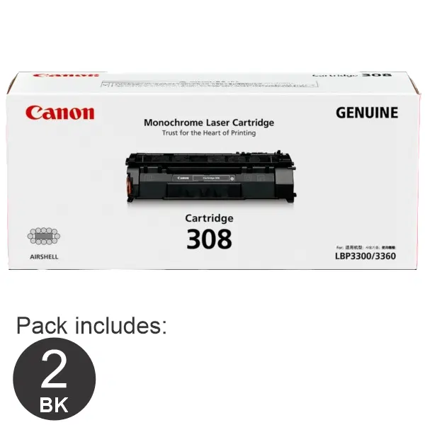 2 x Canon CART308 Black Toner Cartridge