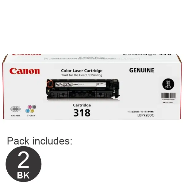 2 x Canon CART318 Black Toner Cartridge CART318BK