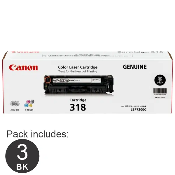 3 x Canon CART318 Black Toner Cartridge CART318BK