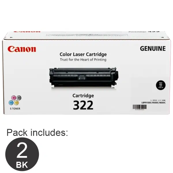 2 x Canon CART322 Black Toner Cartridge CART322BK