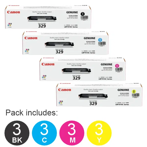 12 Pack Brother CART329 (3BK,3C,3M,3Y) Toner Cartridge