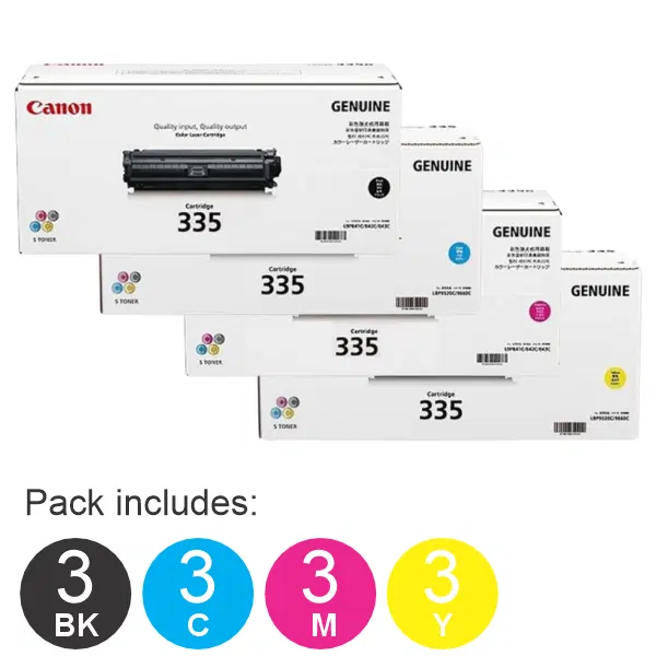 12 Pack Brother CART335 (3BK,3C,3M,3Y) Toner Cartridge