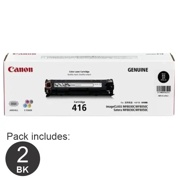 2 x Canon CART416 Black Toner Cartridge CART416BK