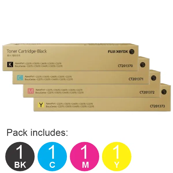 4 Pack Fuji Xerox CT201370,CT201371,CT201372,CT201373 (1BK,1C,1M,1Y) Toner Cartridges