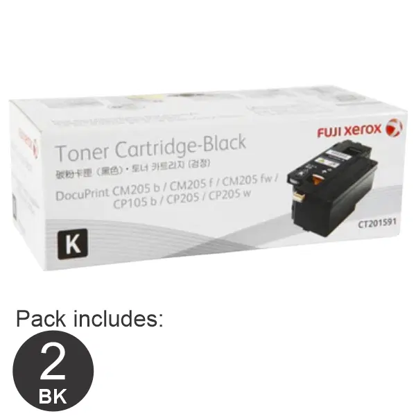 2 x Fuji Xerox CT201591 Black Toner Cartridge CT201591