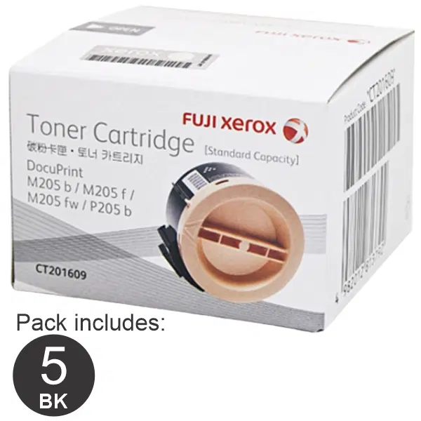 5 x Fuji Xerox CT201609 Black Toner Cartridge CT201609