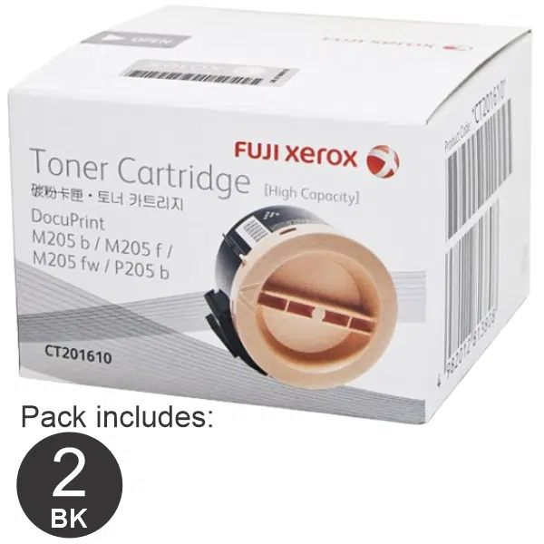 2 x Fuji Xerox CT201610 Black High Yield Toner Cartridge CT201610