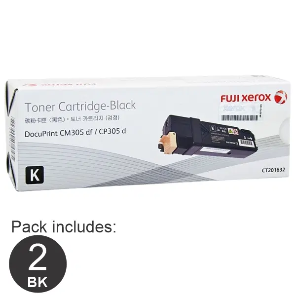 2 x Fuji Xerox CT201632 Black Toner Cartridge CT201632