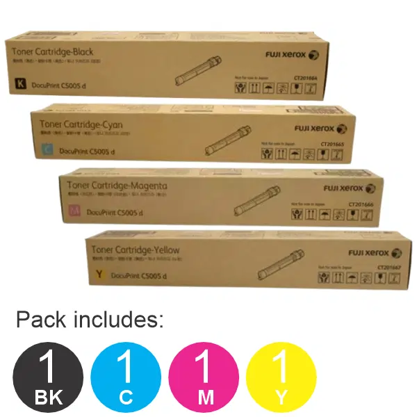 4 Pack Fuji Xerox CT201664,CT201665,CT201666,CT201667 (1BK,1C,1M,1Y) Toner Cartridges